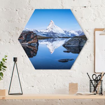 Alu-Dibond hexagon - Stellisee Lake In Front Of The Matterhorn