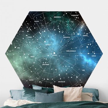 Self-adhesive hexagonal pattern wallpaper - Stellar Constellation Map Galactic Nebula