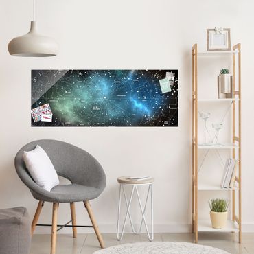 Glass print - Stellar Constellation Map Galactic Nebula