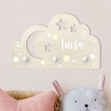 Coat rack for children - Starry Cloud And Moon With Customised Name