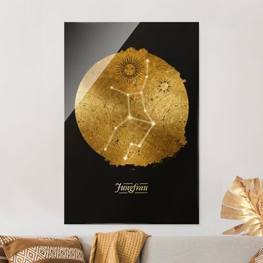 Glass print - Zodiac Sign Virgo Gray Gold - Portrait format