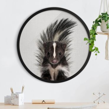 Circular framed print - Skunk Stuart