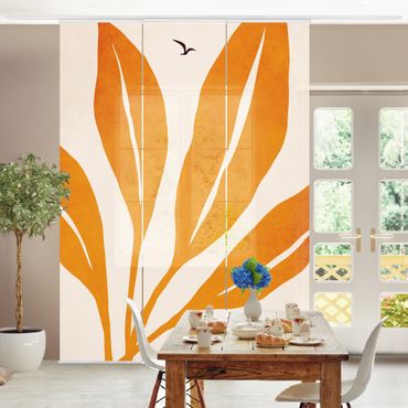 Sliding panel curtain - Radiant Leaves In Orange