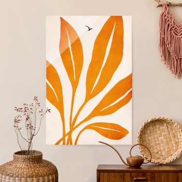 Glass print - Radiant Leaves In Orange