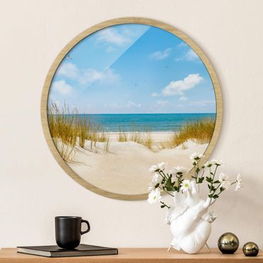 Circular framed print - Beach On The North Sea