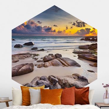 Self-adhesive hexagonal pattern wallpaper - Sunrise Beach In Thailand