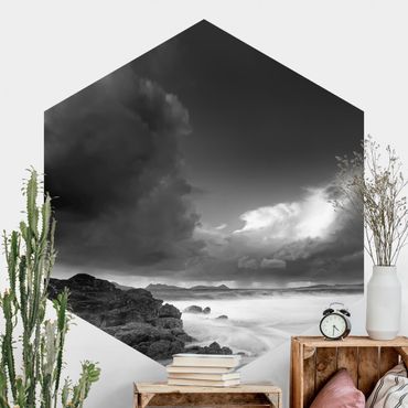 Self-adhesive hexagonal pattern wallpaper - Storm Over The Coast