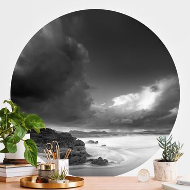 Self-adhesive round wallpaper - Storm Over The Coast