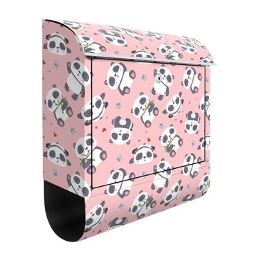 Letterbox - Cute Panda With Paw Prints And Hearts Pastel Pink