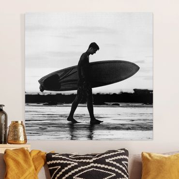 Canvas print - Shadow Surfer Boy In Profile - Square 1:1