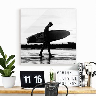 Glass print - Shadow Surfer Boy In Profile