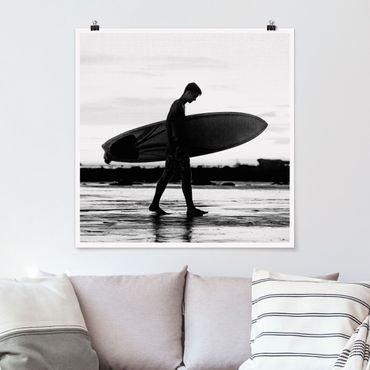 Poster art print - Shadow Surfer Boy In Profile