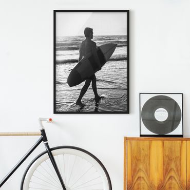 Framed poster - Surfer Boy At Sunset