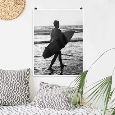 Poster art print - Surfer Boy At Sunset