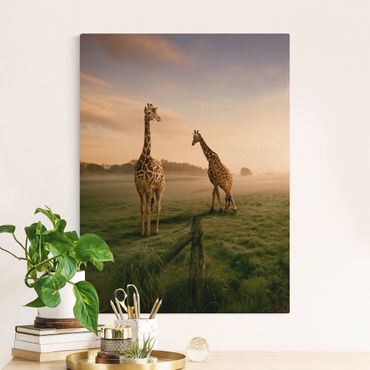 Natural canvas print - Surreal Giraffes - Portrait format 3:4