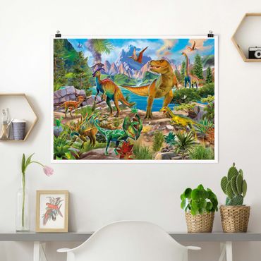 Poster - T-Rex And Parasaurolophus