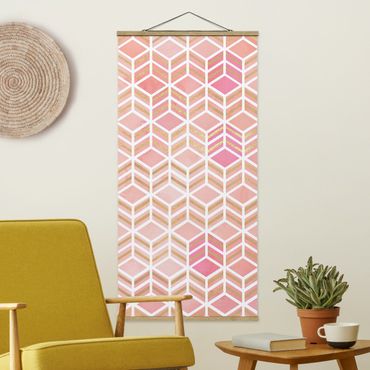 Fabric print with poster hangers - Take the Cake Gold und Rose - Portrait format 1:2
