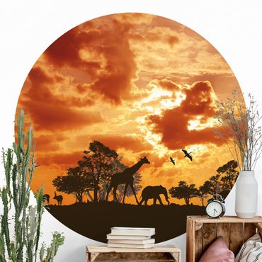 Self-adhesive round wallpaper - Tanzania Sunset