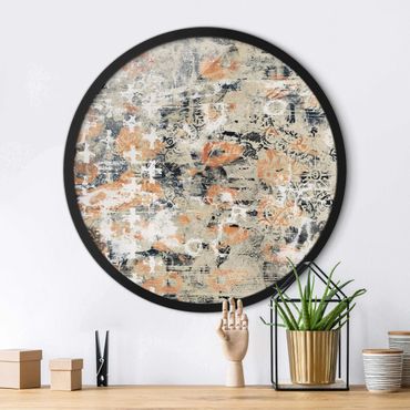 Circular framed print - Teracotta Collage