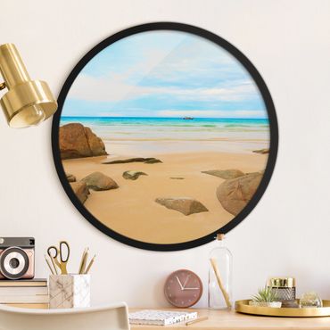 Circular framed print - The Beach