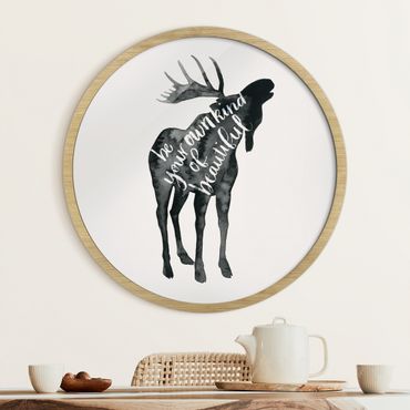 Circular framed print - Animals With Wisdom - Elk
