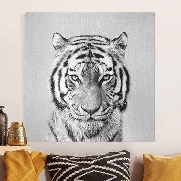 Canvas print - Tiger Tiago Black And White - Square 1:1