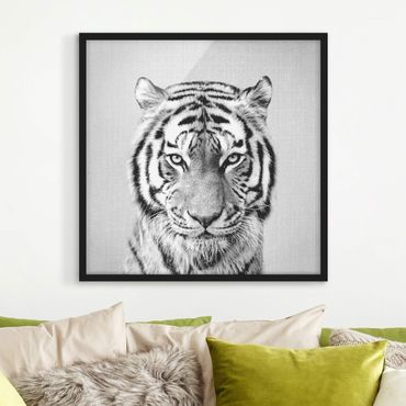 Framed poster - Tiger Tiago Black And White