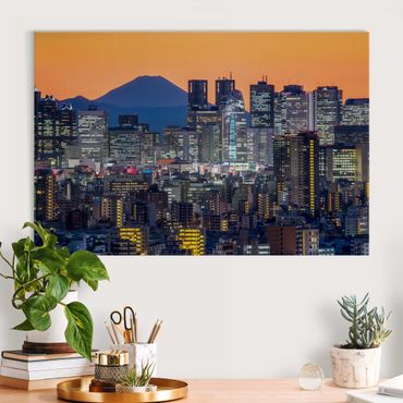 Acoustic art panel - Tokyo With Mt. Fuji At Dusk