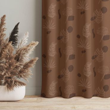 Curtain - Tropical Leaf Pattern - Fawn Brown