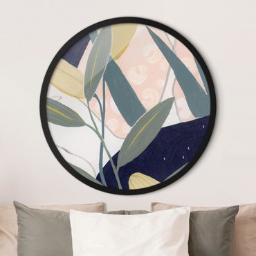 Circular framed print - Tropical Flowers In The Attic