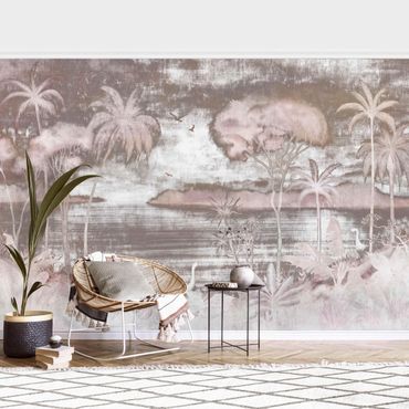 Wallpaper - Tropical Lake in pink