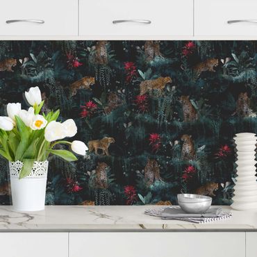 Kitchen wall cladding - Tropical Forest With Leopards