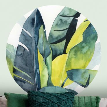 Self-adhesive round wallpaper kitchen - Tropical Foliage - Banana