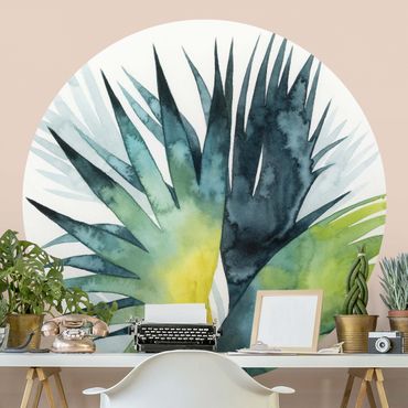 Self-adhesive round wallpaper kitchen - Tropical Foliage - Fan Palm