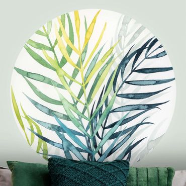 Self-adhesive round wallpaper kitchen - Tropical Foliage - Palme