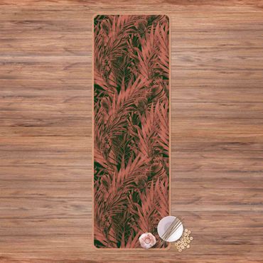 Yoga mat - Dark Tropical Undergrowth Light Pink