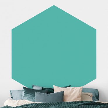 Self-adhesive hexagonal pattern wallpaper - Turquoise