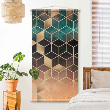 Tapestry - Turquoise Rosé Golden Geometry