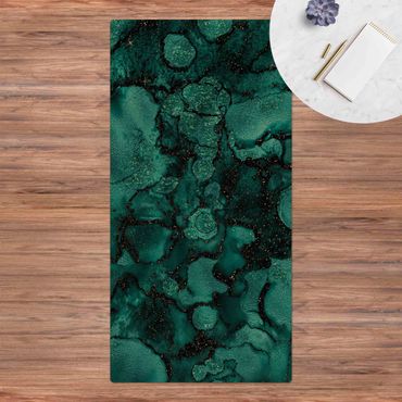 Cork mat - Turquoise Drop With Glitter - Portrait format 1:2