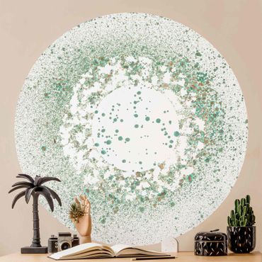 Self-adhesive round wallpaper - Turquoise Microcosm II
