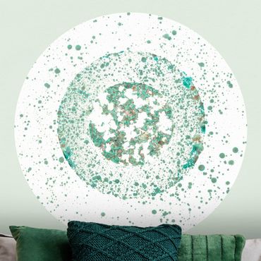 Self-adhesive round wallpaper - Turquoise Microcosm