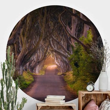 Self-adhesive round wallpaper - Tunnel Of Trees