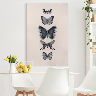 Canvas print - Ink Butterflies On Beige Backdrop