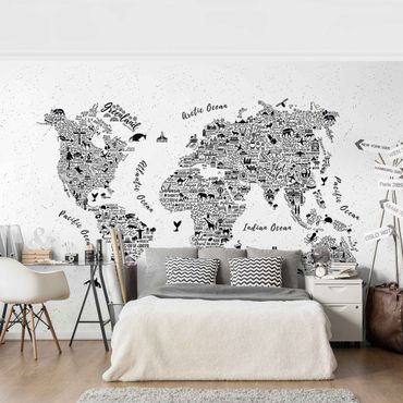 Wallpaper - Typography World Map White