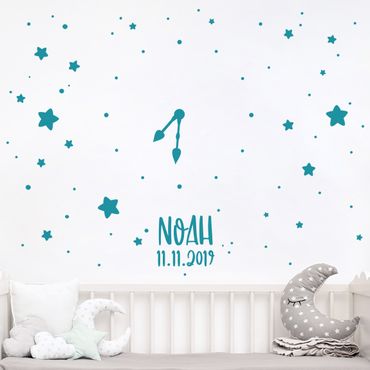 Wall sticker plain with customised text - Watch Customised text Stars