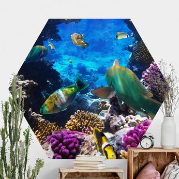 Self-adhesive hexagonal pattern wallpaper - Underwater Dreams