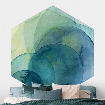 Self-adhesive hexagonal pattern wallpaper - Big Bang - Green