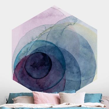 Self-adhesive hexagonal pattern wallpaper - Big Bang - Purple