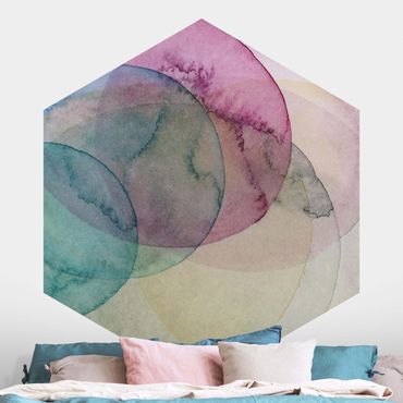 Self-adhesive hexagonal pattern wallpaper - Big Bang - Pink