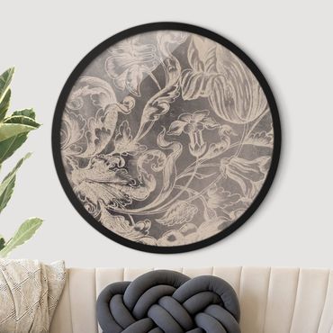 Circular framed print - Withered Flower Ornament I